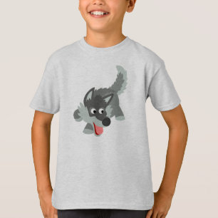 Joli T-shirt Enfants Wolf Cartoon Curieux