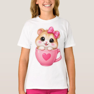 Joli T-Shirt Fille avec un Hamster Mignon dans une