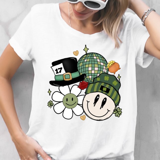 Joli T-shirt Flower & Smiley St. Patrick's Day (Créateur téléchargé)