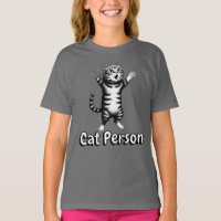 Joli T-Shirt Gris Personne Chat Tigré Fantaisiste