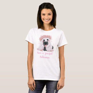 Joli T-Shirt Halloween avec Chat Noir et Fantôme