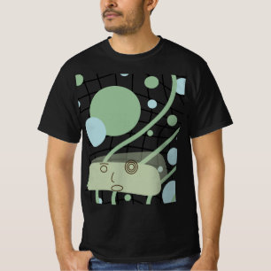 Joli T-Shirt Noir Graphique Art Retro Robot