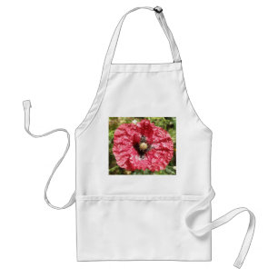 Joli tablier de couleur rouge à fleurs