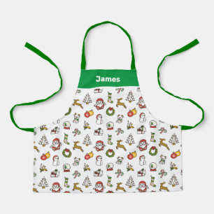 Joli tablier de Noël, Doodles verts de Noël