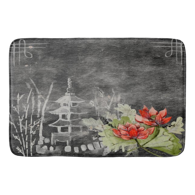 Joli tapis de salle de bain asiatique vintage (Devant)