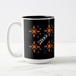 Joli texte avec mug tasse deux tons de style de co