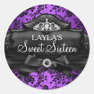 Joli Tiara & Bow Purple Sweet 16 Sticker
