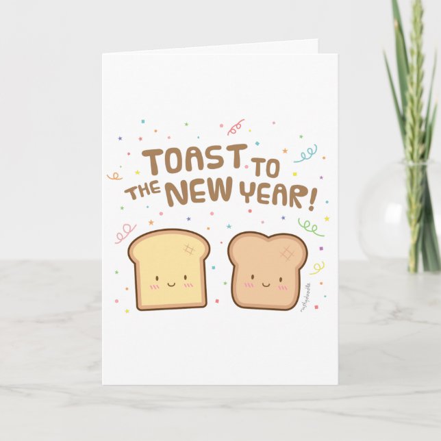 Joli Toast à la Nouvelle Année Pun Humour Carte de (Devant)
