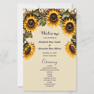 Joli tournesol jaune élégant programme de mariage