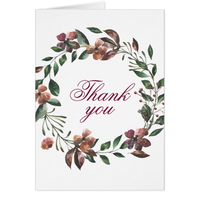 Joli Turquoise & Bourgogne Floral Wreath Merci (Devant)