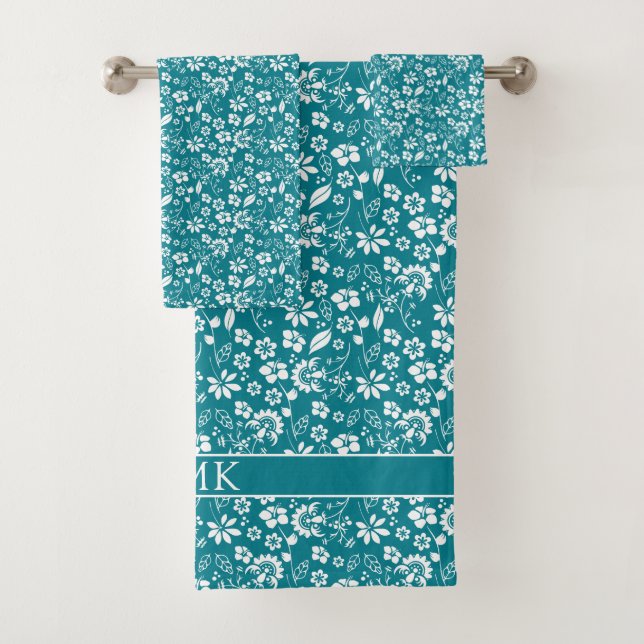 Joli Turquoise Turquoise Blue Floral Mogramme (En situation)