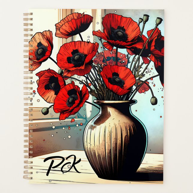 Joli Vase de Red Poppies ai art (Devant)