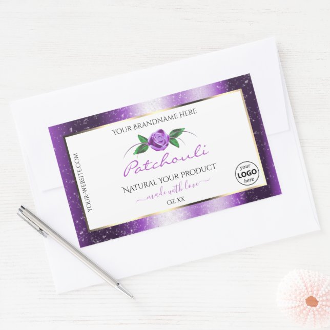 Joli violet blanc produit Étiquette Rose logo (Enveloppe)