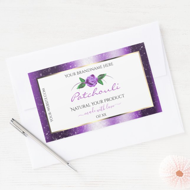 Joli violet et blanc Étiquette de produit Rose Flo (Enveloppe)