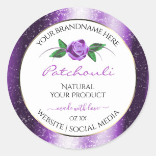 Joli violet et blanc Étiquette de produit Rose Flo