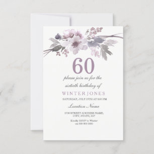Joli Violet Floral 60e anniversaire Invitation de 