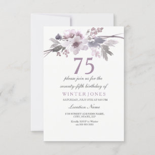Joli violet floral 75e anniversaire Invitation de