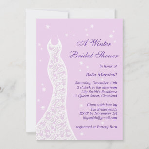 Joli violet hiver nuptiale invitation douche