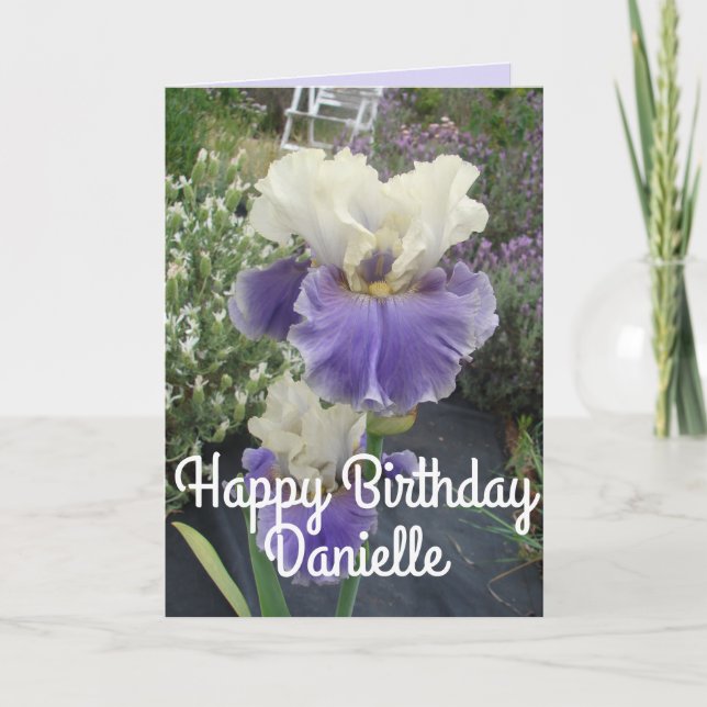 Joli violet Iris Flower Photo Carte Anniversaire (Devant)