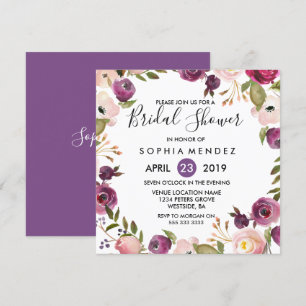 Joli violet rose Fête des mariées Invitation