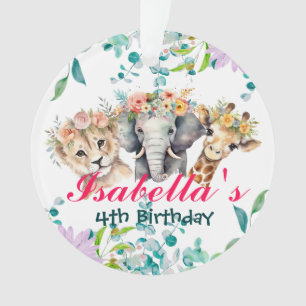 Joli zoo floral jungle Animaux Anniversaire Bienve