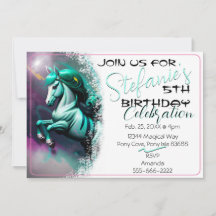 Jolie 3D Spirit Pony 24 Invitation anniversaire
