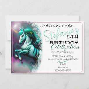 Jolie 3D Spirit Pony 24 Invitation anniversaire