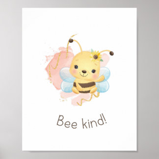 Jolie Abeille Rose/Jaune ! Poster de pépinière pou