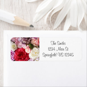 Jolie adresse de retour fleurie rose et rouge