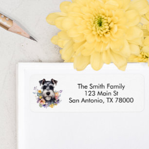 Jolie adresse de retour Schnauzer floral