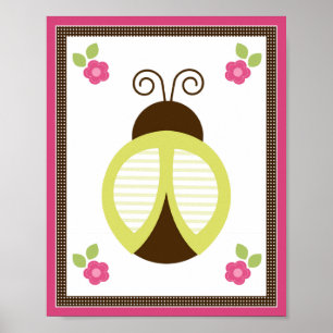 Jolie affiche artistique de coccinelle et de fleur