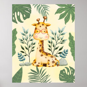 Jolie affiche de décoration de nurserie Girafe Jun