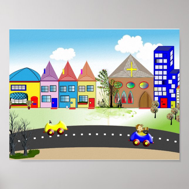Jolie Affiche de Nursery aux Couleurs Vives de Pet (Devant)