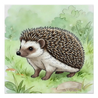Jolie Affiche Imprimée de Hérisson de la Forêt au