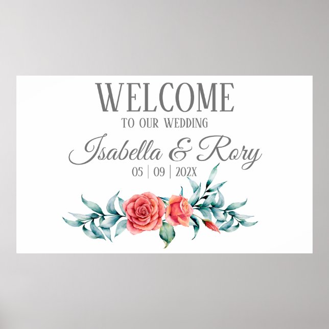 Jolie affiche Mariage Rose & Eucalyptus Bouquet (Devant)