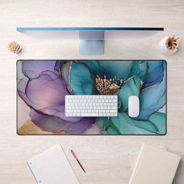 Jolie Aqua Gold Purple Flower (Bureau 1)