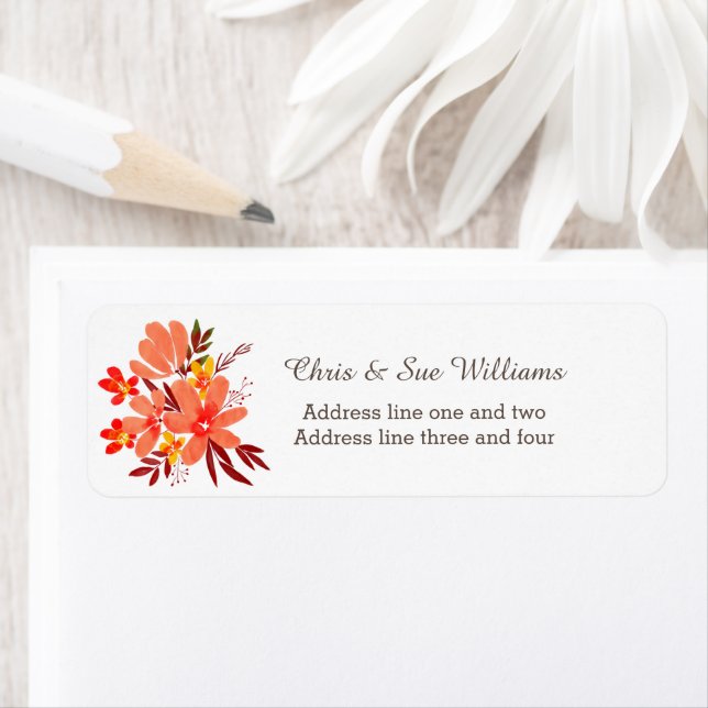 Jolie aquarelle Automne Floral Return Adresse (En situation)