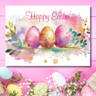 Jolie aquarelle Floral Oeuf de Pâques Carte de vac