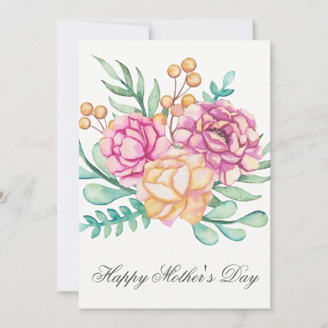 Jolie aquarelle Florals Carte de jour des mères (Devant)