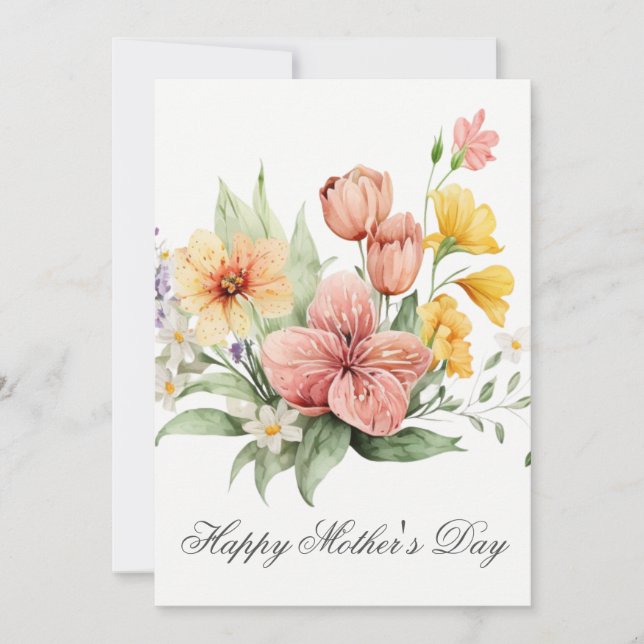 Jolie aquarelle Florals Carte de jour des mères (Devant)