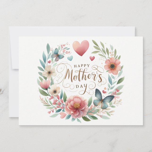 Jolie aquarelle Florals Carte de jour des mères (Devant)