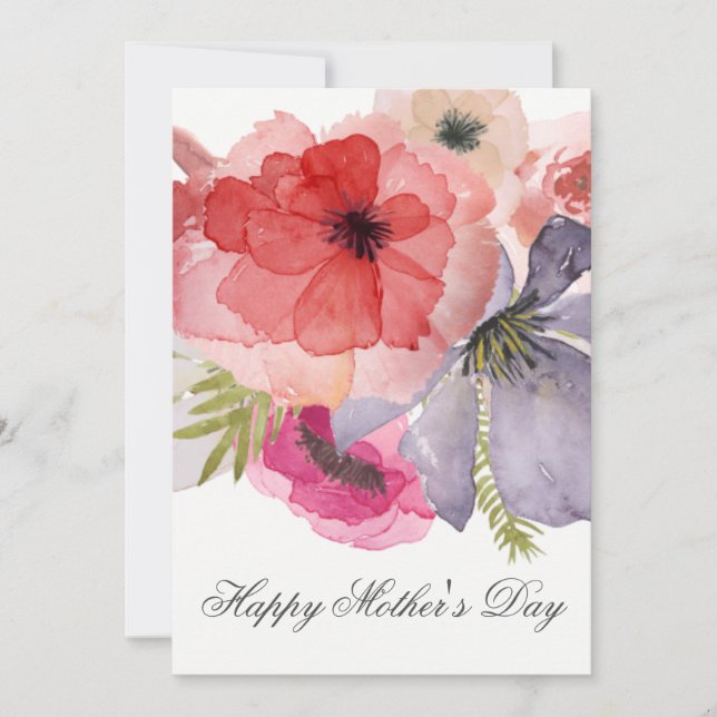 Jolie aquarelle Florals Carte de jour des mères (Devant)