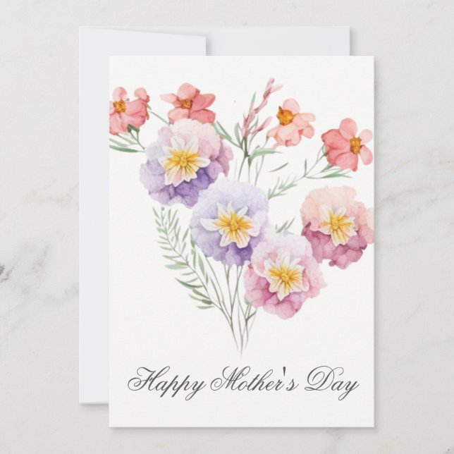Jolie aquarelle Florals Carte de jour des mères (Devant)