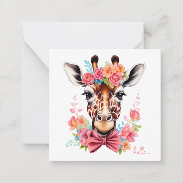 Jolie aquarelle Giraffe Carte pour notes (Devant)