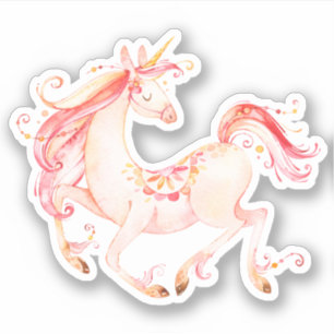 Jolie aquarelle licorne autocollant