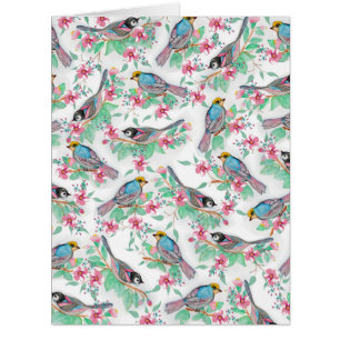Jolie aquarelle oiseaux ressort peinture florale