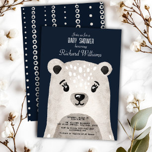 Jolie aquarelle ours garçon baby shower invitation