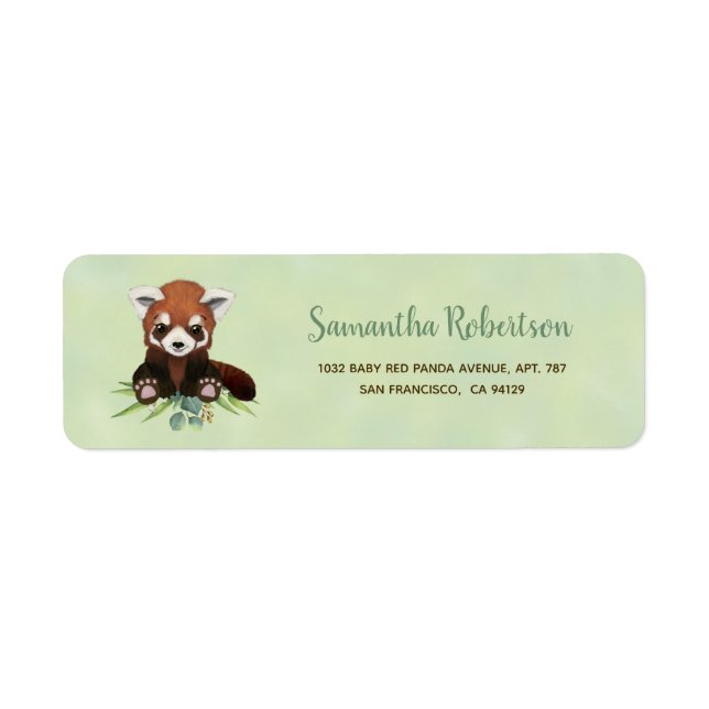 Jolie aquarelle Ours vert Baby shower Adresse (Devant)