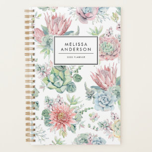 Jolie aquarelle Pastel Succulents Motif sur mesure