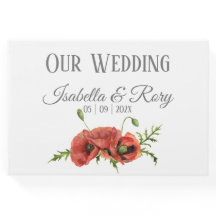 Jolie aquarelle Rouge Poppies Mariage Livre d'or